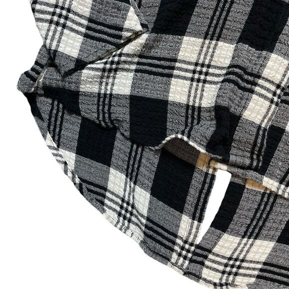 ANTHROPOLOGIE Cloth & Stone Long Sleeve Button Down Shirt Black White Medium - Picture 3 of 6